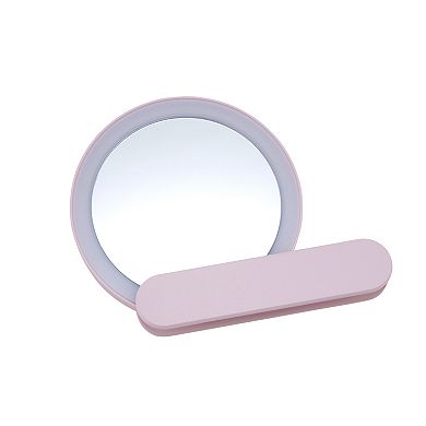 GloTech Pink Handheld Swivel LED Compact Makeup Mirror