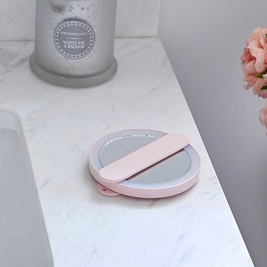 GloTech Pink Handheld Swivel LED Compact Makeup Mirror