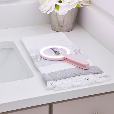 GloTech Pink Handheld Swivel LED Compact Makeup Mirror