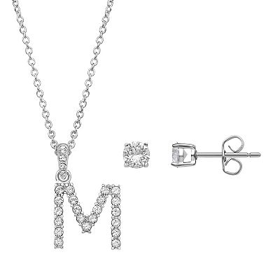 Brilliance Crystal Initial Necklace & Stud Earring Set