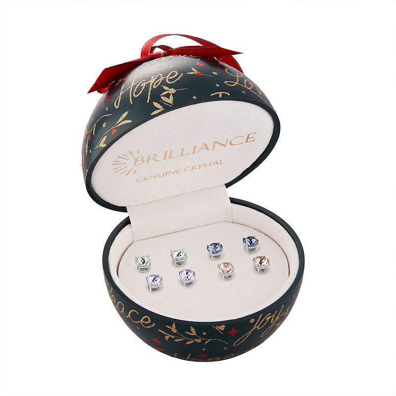Brilliance Crystal Stud Earring Set in Ornament Gift Box, Womens, Multicol