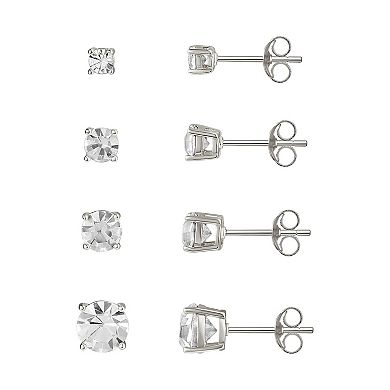 Brilliance 4-Pair Crystal Stud Earring Set in Ornament Gift Box