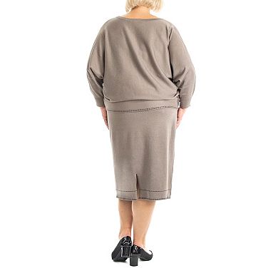 Plus Size Nina Leonard Dolman Sleeve Sweater Set