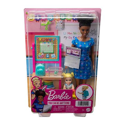 Barbie You Can Be Anything Kindergarten Student and Black Hair Teacher Playset