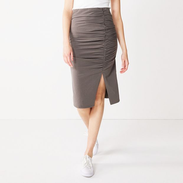 Workwear Built-In Shapewear Split Midi Skirt