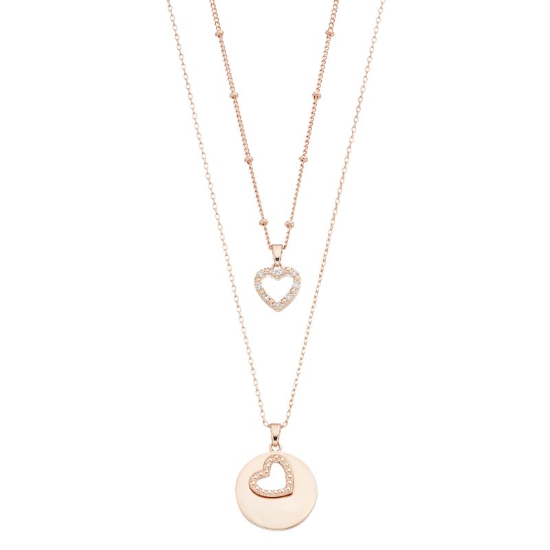 City Luxe 18k Rose Gold-Plated Cubic Zirconia Open Heart & Medallion Duo Pe