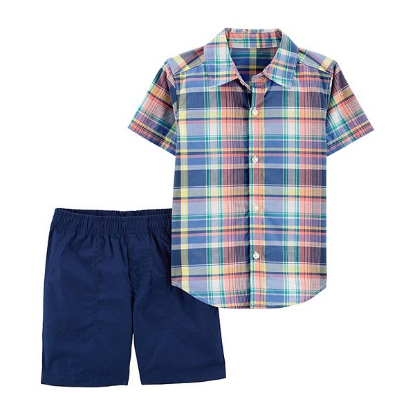 Baby Boy Carter's Plaid ButtonFront Shirt & Shorts Set