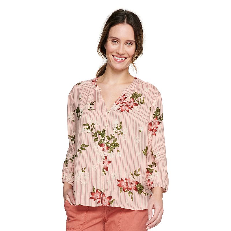 Womens Sonoma Goods For Life Drop-Shoulder Blouse, Size: XS, Light Pink