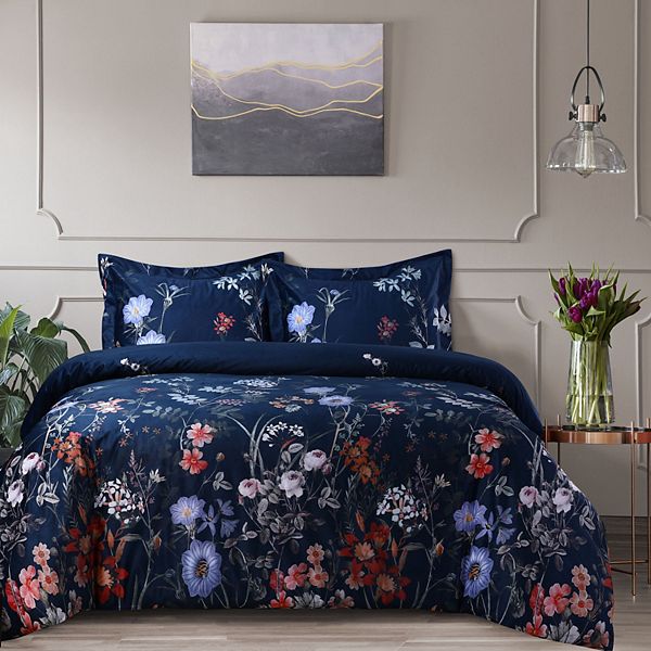 Azores Home Amal Oversized Velvet Duvet Set with Shams