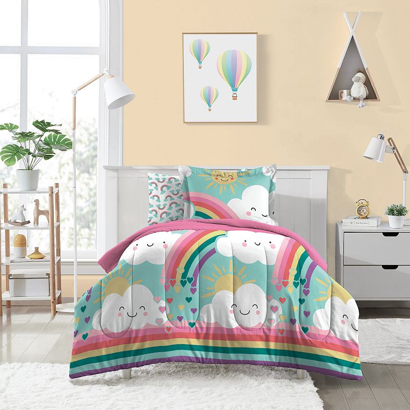 Dream Factory Rainbow Flare Comforter Set with Shams, Blue, Twin