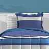 Boys Dream Factory Rugby Stripe Comforter Set with Shams in Blue
