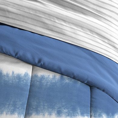 Dream Factory Tie Dye Stripe Comforter Set with Shams in Blue