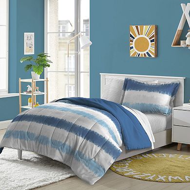 Dream Factory Tie Dye Stripe Comforter Set with Shams in Blue