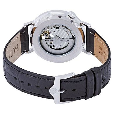 Bulova Men's Automatic Black Leather Watch - 96A201