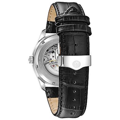 Bulova Men's Wilton Automatic Black Leather Watch - 96A217