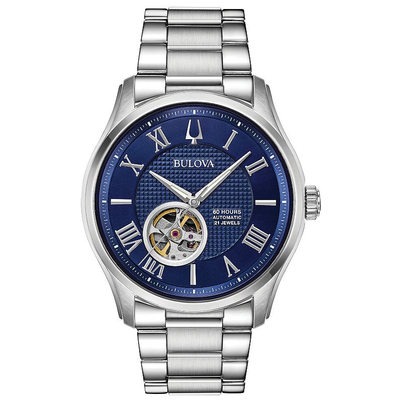 Bulova Men's Wilton Automatic Stainless Steel Watch - 96A218, Size: Large, Silver Tone