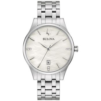 Bulova Women s Stainless Steel Diamond Accent Watch 96P220