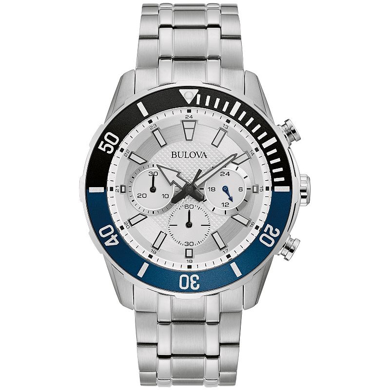 Bulova Men's Stainless Steel Chronograph Watch - 98A257, Size: Large, Silver Tone