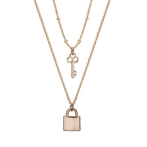 LC Lauren Conrad Lock & Key Layered Pendant Necklace