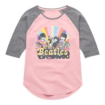 Girls 7-16 The Beatles Retro Art Raglan Tee