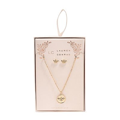 LC Lauren Conrad Bee Coin Necklace Nickel Free Earring Set
