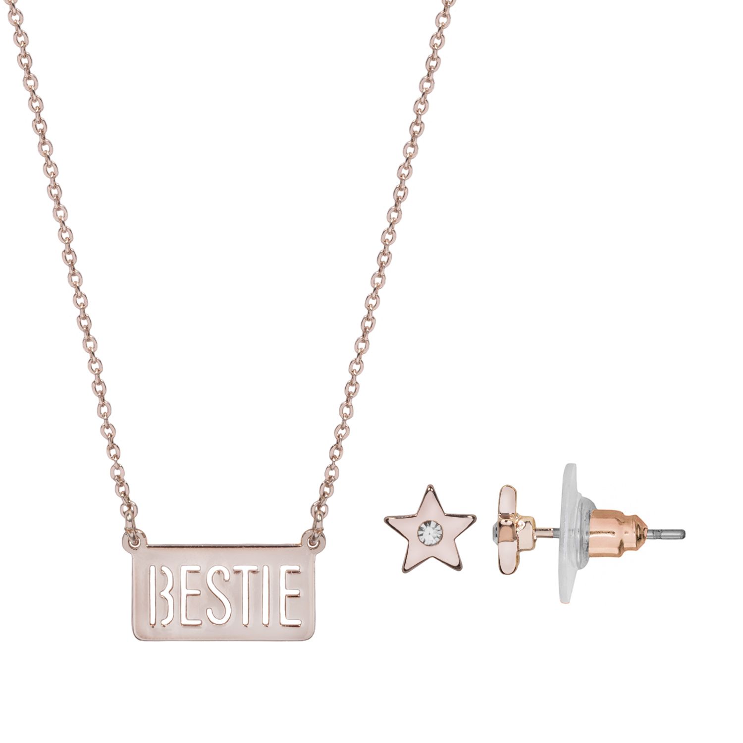Image for LC Lauren Conrad Openwork "Bestie" Necklace & Star Earring Set at Kohl's.