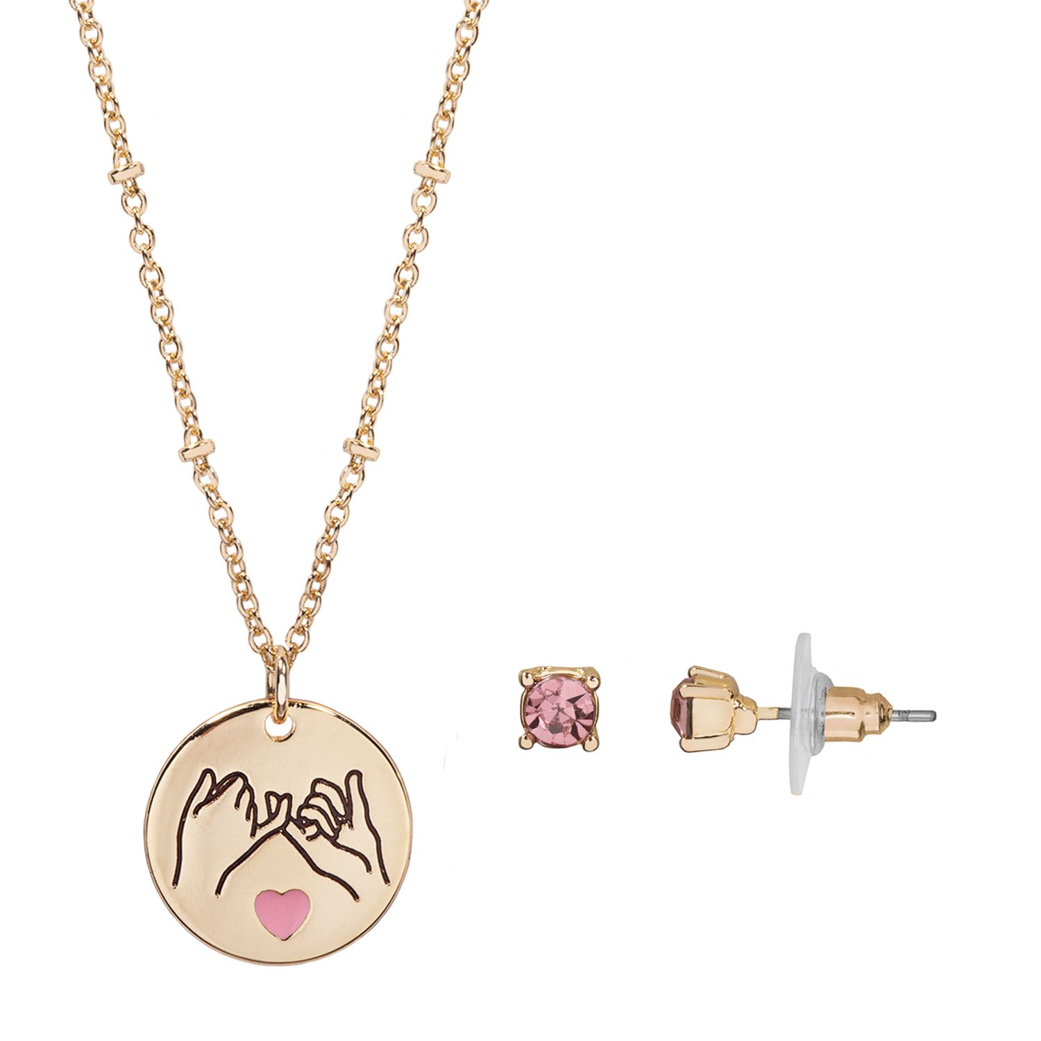 Image for LC Lauren Conrad Pinky Promise Coin Necklace & Earring Set at Kohl's.