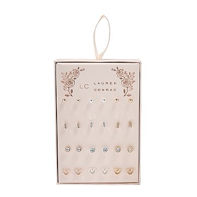 LC Lauren Conrad Tri-Tone Delicate Heart Earrings Set of 12