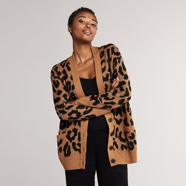 Womens 2025 leopard cardigan