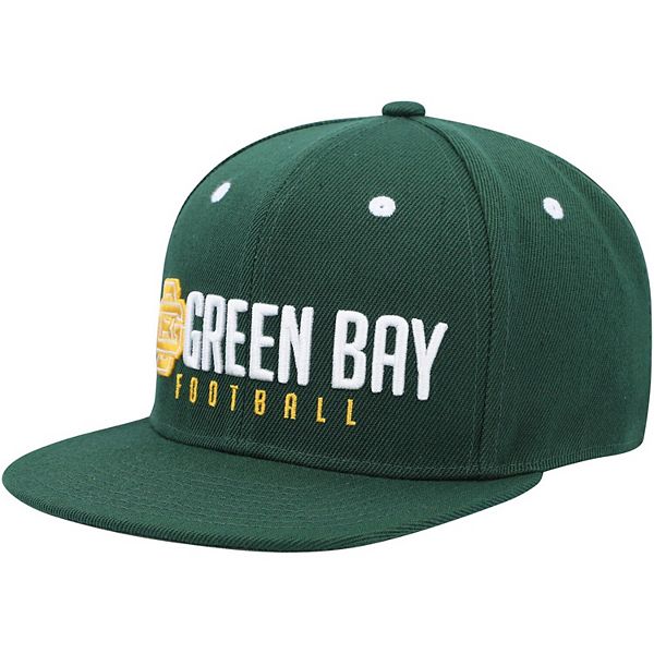Youth Mitchell & Ness Green Green Bay Packers Retro Stacked Snapback Hat