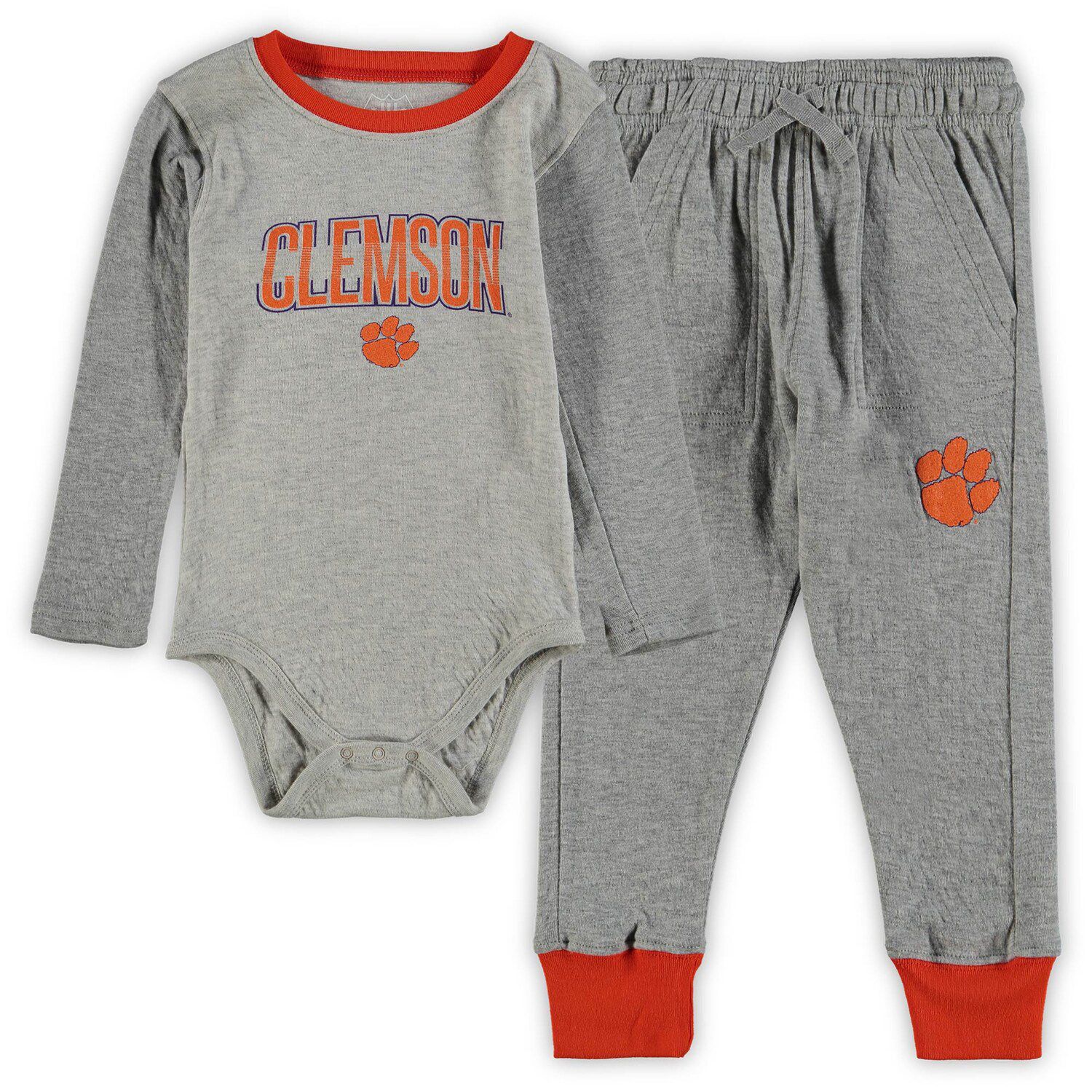 Image for Unbranded Infant Wes & Willy Heathered Gray/Orange Clemson Tigers Jie Jie Long Sleeve Bodysuit & Pants Set at Kohl's.