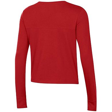 Women's Under Armour Red Wisconsin Badgers Vault Cropped Long Sleeve T-Shirt