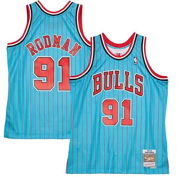 Youth Mitchell & Ness Dennis Rodman Blue/Black Chicago Bulls 1995/96  Hardwood Classics Fadeaway Swingman