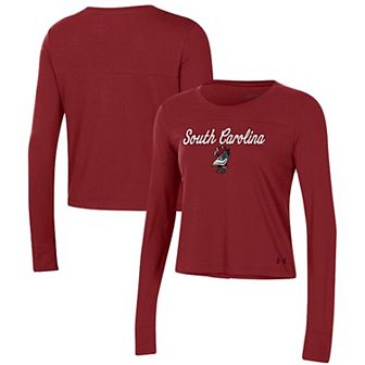 Women's Under Armour Cardinal South Carolina Gamecocks Vault Cropped Long Sleeve T-Shirt