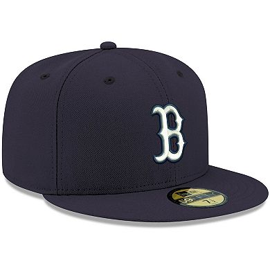 Men's New Era Navy Boston Red Sox Logo White 59FIFTY Fitted Hat