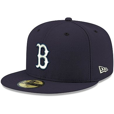 Men's New Era Navy Boston Red Sox Logo White 59FIFTY Fitted Hat