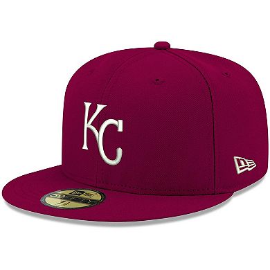 Men's New Era Cardinal Kansas City Royals White Logo 59FIFTY Fitted Hat