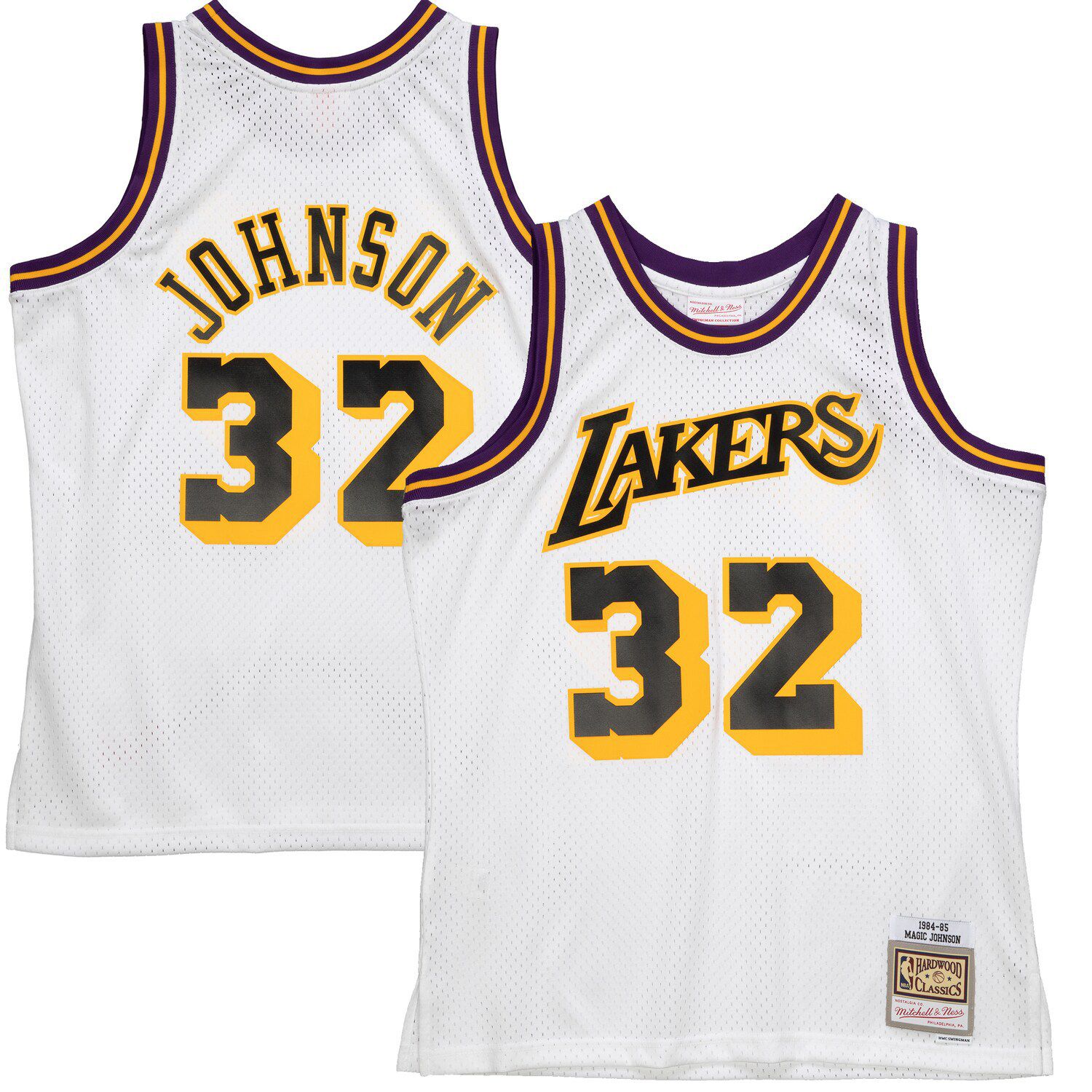 Image for Unbranded Men's Mitchell & Ness Magic Johnson White Los Angeles Lakers 1984-85 Hardwood Classics Reload 2.0 Swingman Jersey at Kohl's.