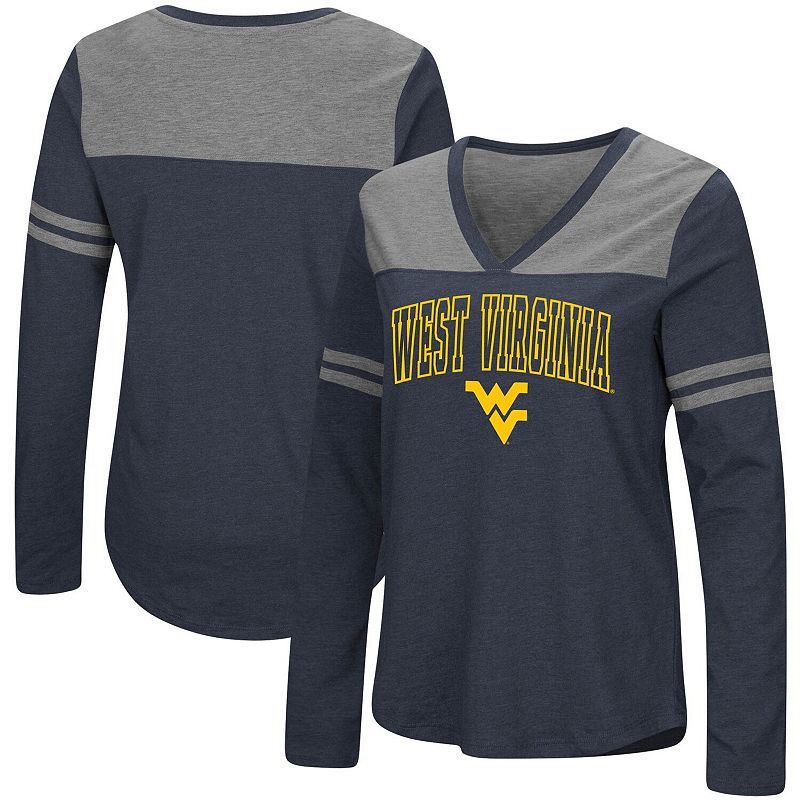 Womens Colosseum Navy West Virginia Mountaineers Core Heritage Arch Logo V