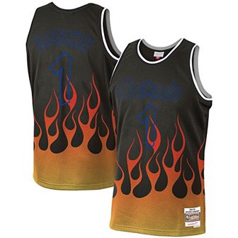 Men's Mitchell & Ness Penny Hardaway Black Orlando Magic 1994-95 Hardwood Classics Flames Swingman Jersey