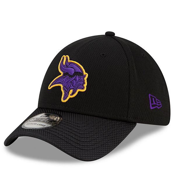 Men's New Era Black Minnesota Vikings 2021 NFL Sideline Road 39THIRTY Flex  Hat