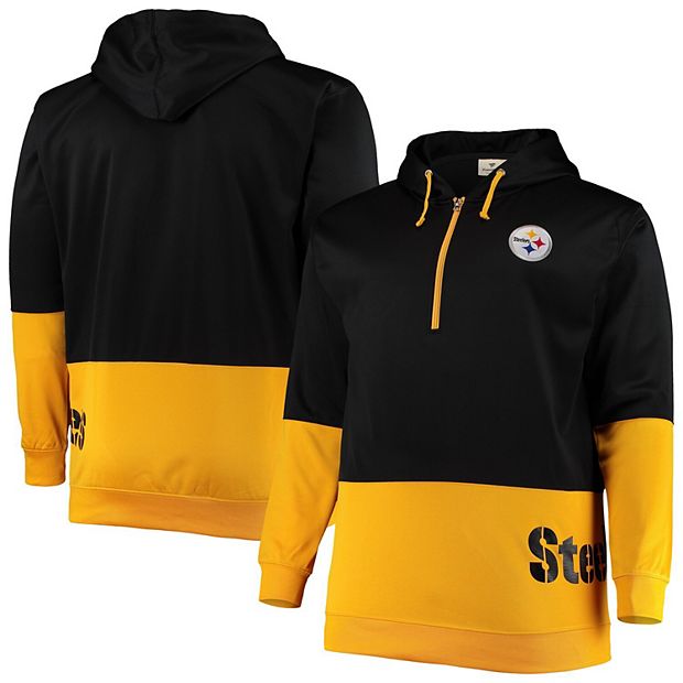 Men's Black/Gold Pittsburgh Steelers Big & Tall Quarter-Zip Hoodie