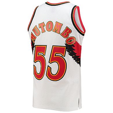 Men's Mitchell & Ness Dikembe Mutombo White Atlanta Hawks 1996/97 Hardwood Classics Swingman Jersey