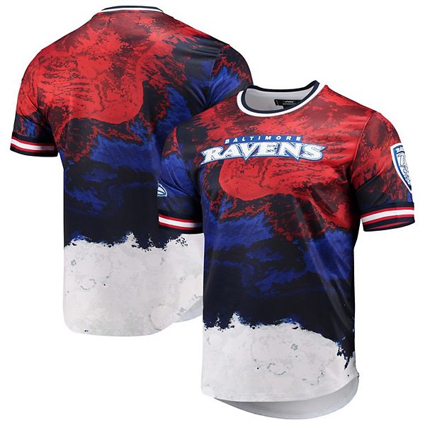 Men's Pro Standard Navy/Red Baltimore Ravens Americana Dip-Dye T-Shirt