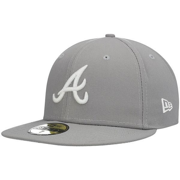 Men's New Era Gray Atlanta Braves Logo White 59FIFTY Fitted Hat