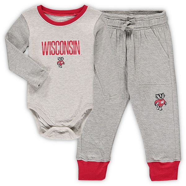 Infant Wes & Willy Heathered Gray/Red Wisconsin Badgers Jie Jie Long ...
