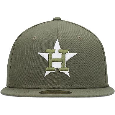 Men's New Era Olive Houston Astros Logo White 59FIFTY Fitted Hat