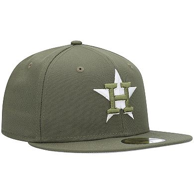 Men's New Era Olive Houston Astros Logo White 59FIFTY Fitted Hat