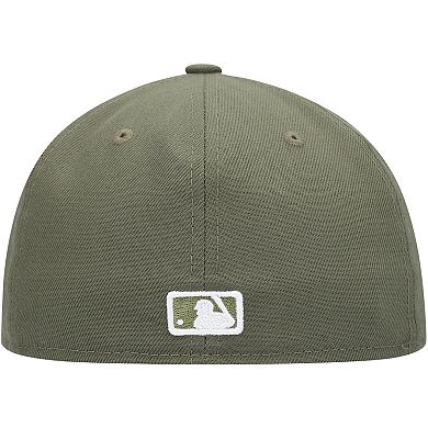 Men's New Era Olive Houston Astros Logo White 59FIFTY Fitted Hat
