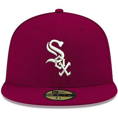 Men's New Era Cardinal Chicago White Sox White Logo 59FIFTY Fitted Hat